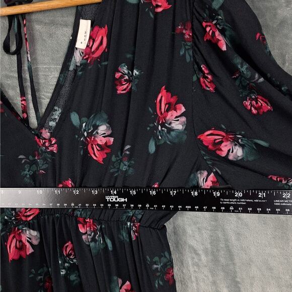 Womens Dress Small‎ Black Romantic Boho Floral Tiered Mini Gauze Feminine Fairy - Picture 4 of 8